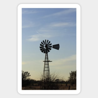 Kansas Windmill in a Pasture with blue sky and clouds Sticker